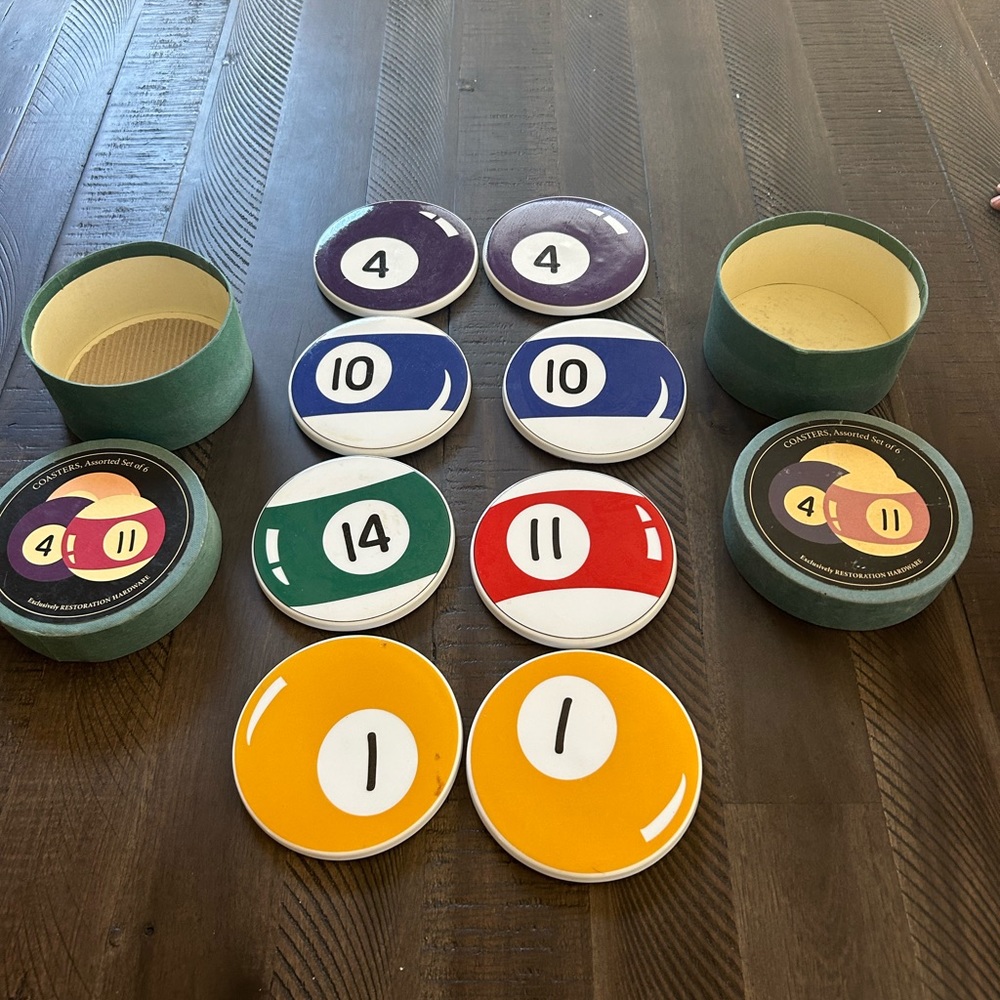 Set of 8 Pool Ball Coasters